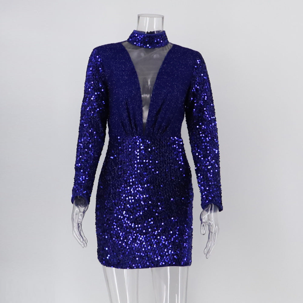 Sexy Long-Sleeved Sequin Women's Dress 8