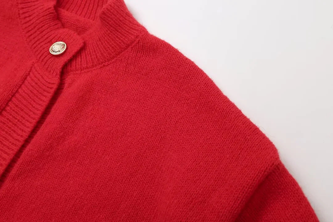 Women's Furry Patchwork Long Sleeve Button Knitting Cardigan 19