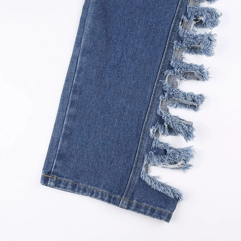 Women's Sexy Trendy Micro-Stretch Tight Fitting Ripped Denim Pants 7