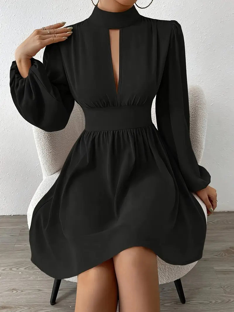 Sexy V-Neck Slim Waist Chic Long-Sleeved Solid Color Women's Dress 7