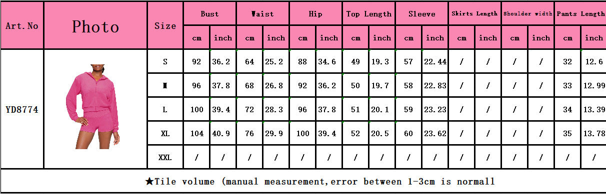 Women's Fashion Casual Solid Velvet Hooded Two-Piece Shorts Set 9