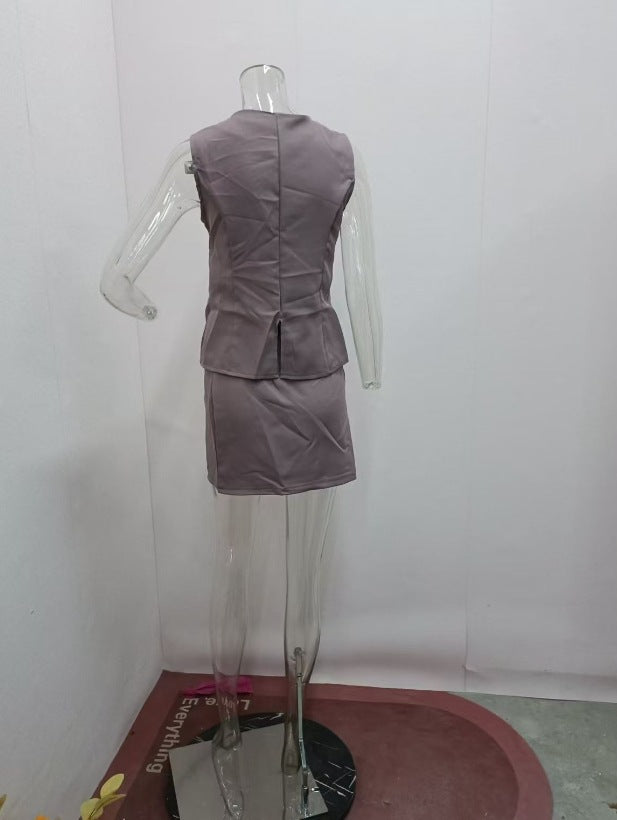 Summer Women slash shoulder sleeveless top and skirt two-piece set 10