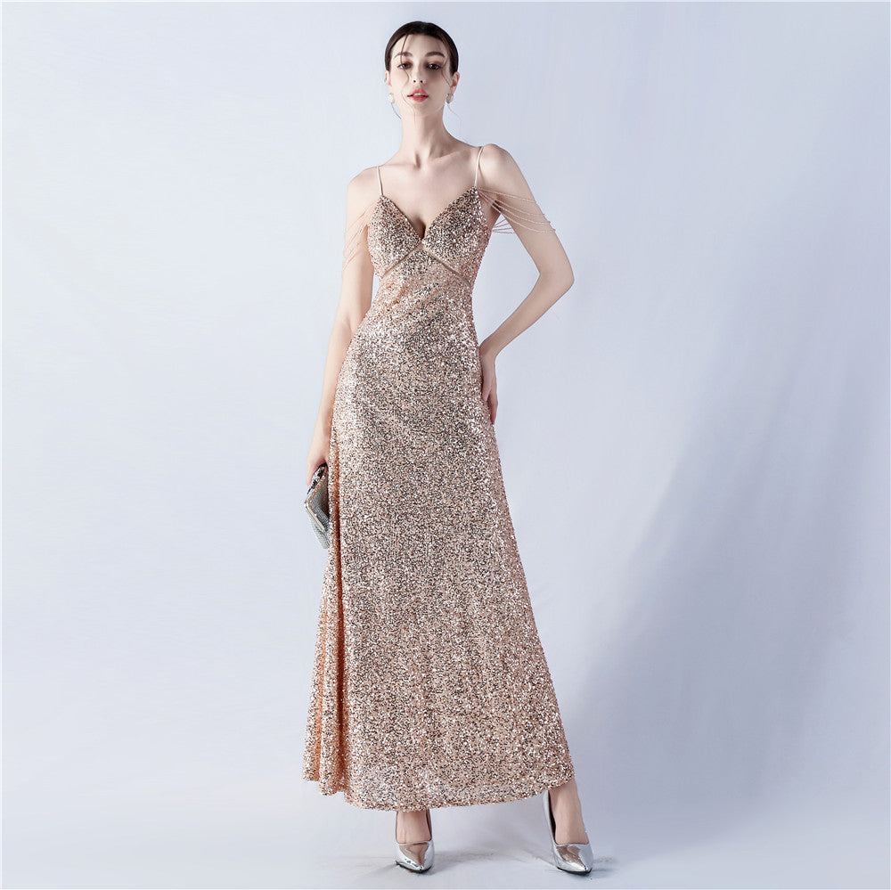 Women mesh sequined evening dress 6