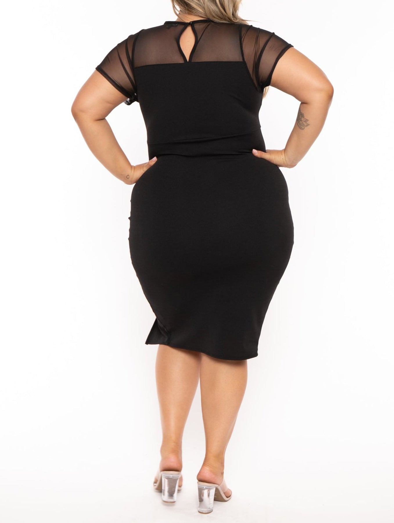 Plus Size Women's Spring Summer Chic Elegant Ruffled Mesh Patchwork Dress For Women