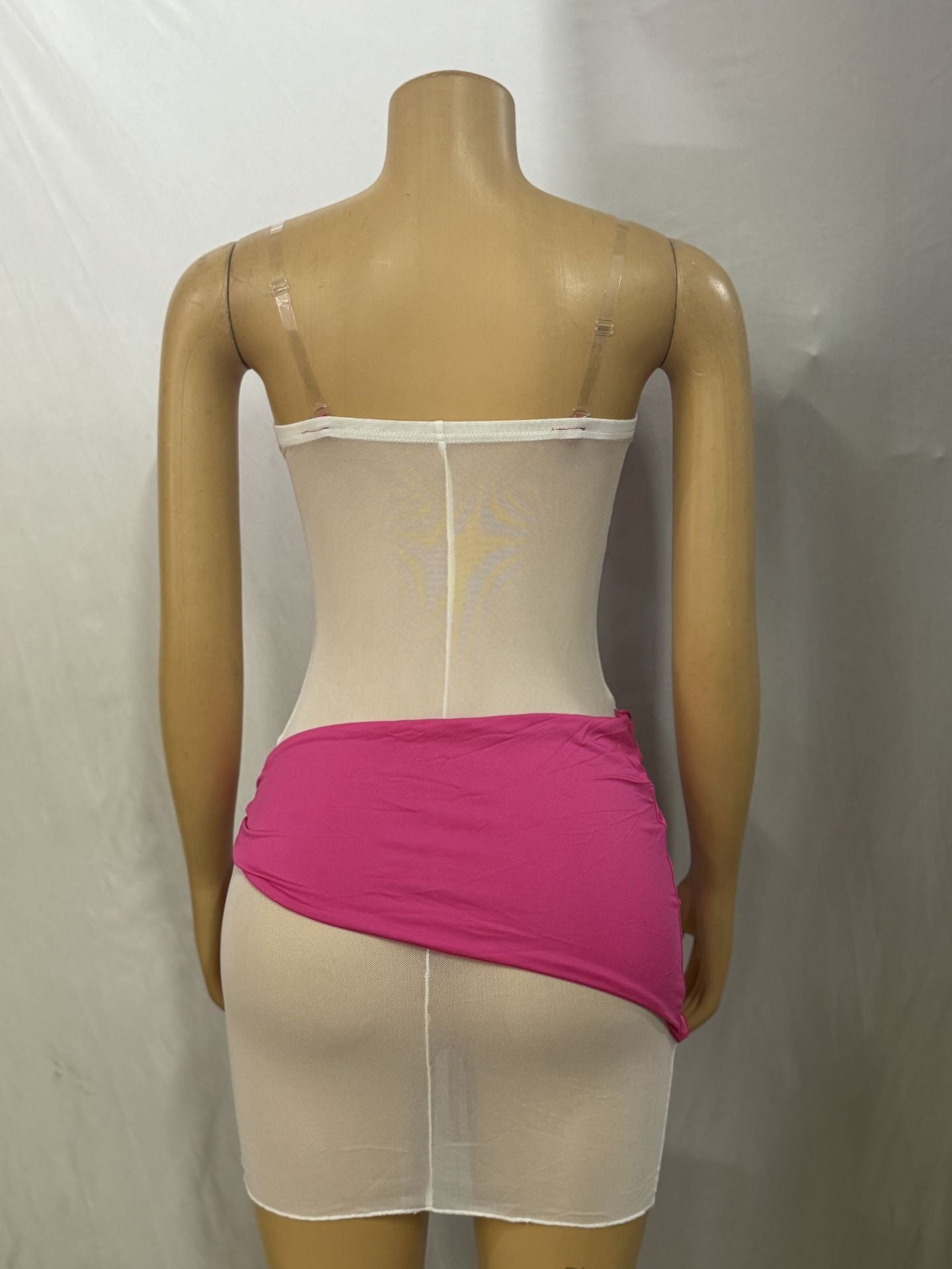 Women See-Through Zipper Hollow Lace-Up Sexy Backless Bodycon Dress 14