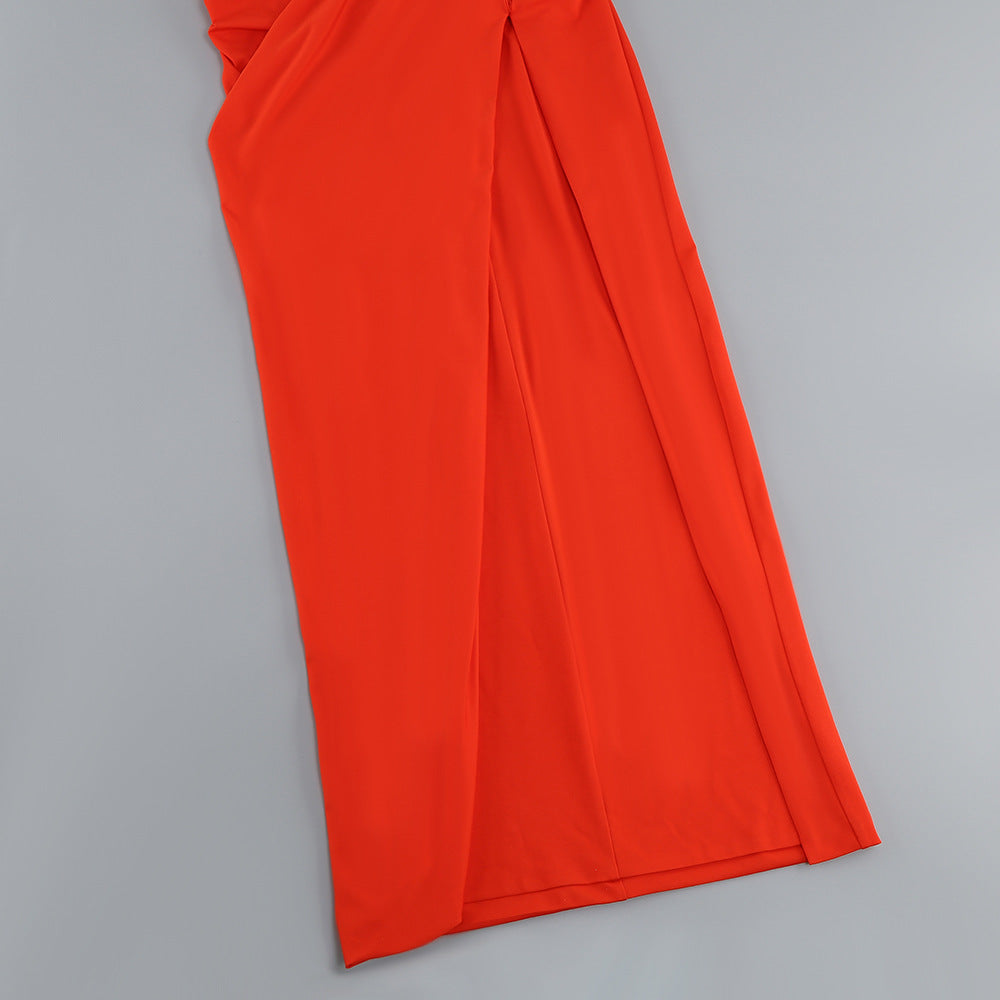 Women Sexy Strapless Backless Skirt Ruffled Slit Dress 21