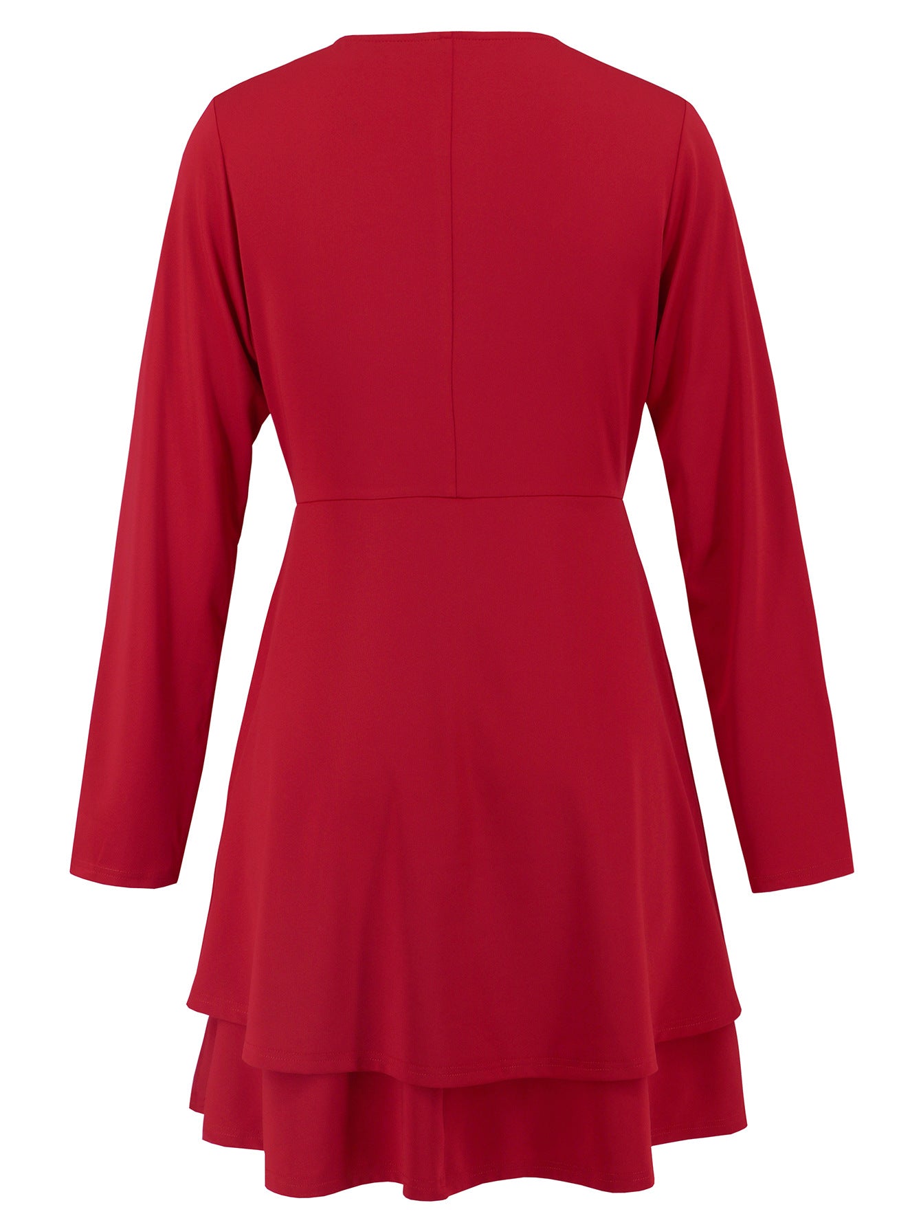 Autumn Winter women's v-neck button long sleeve Casual multi-layer dress 15