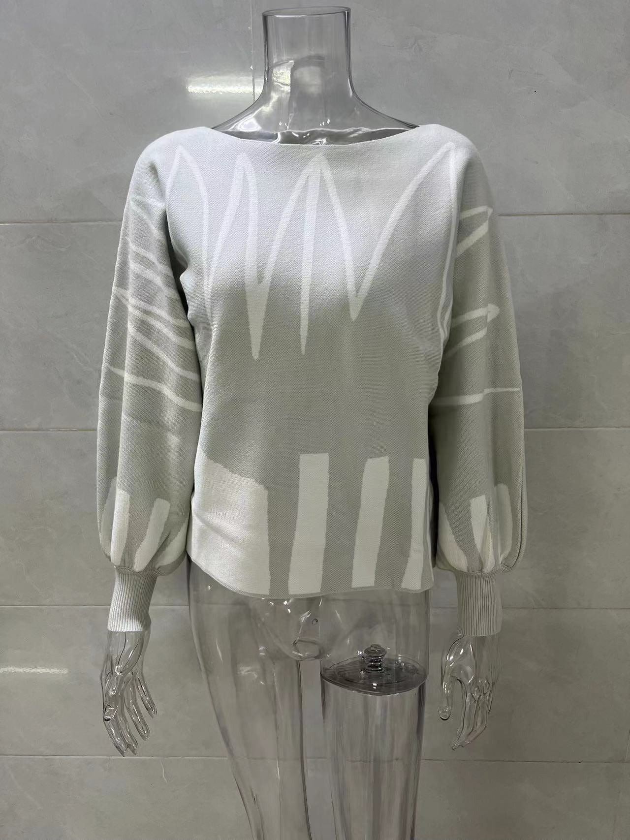 Lantern Sleeve Loose Pullover Knitting Sweater For Women 16