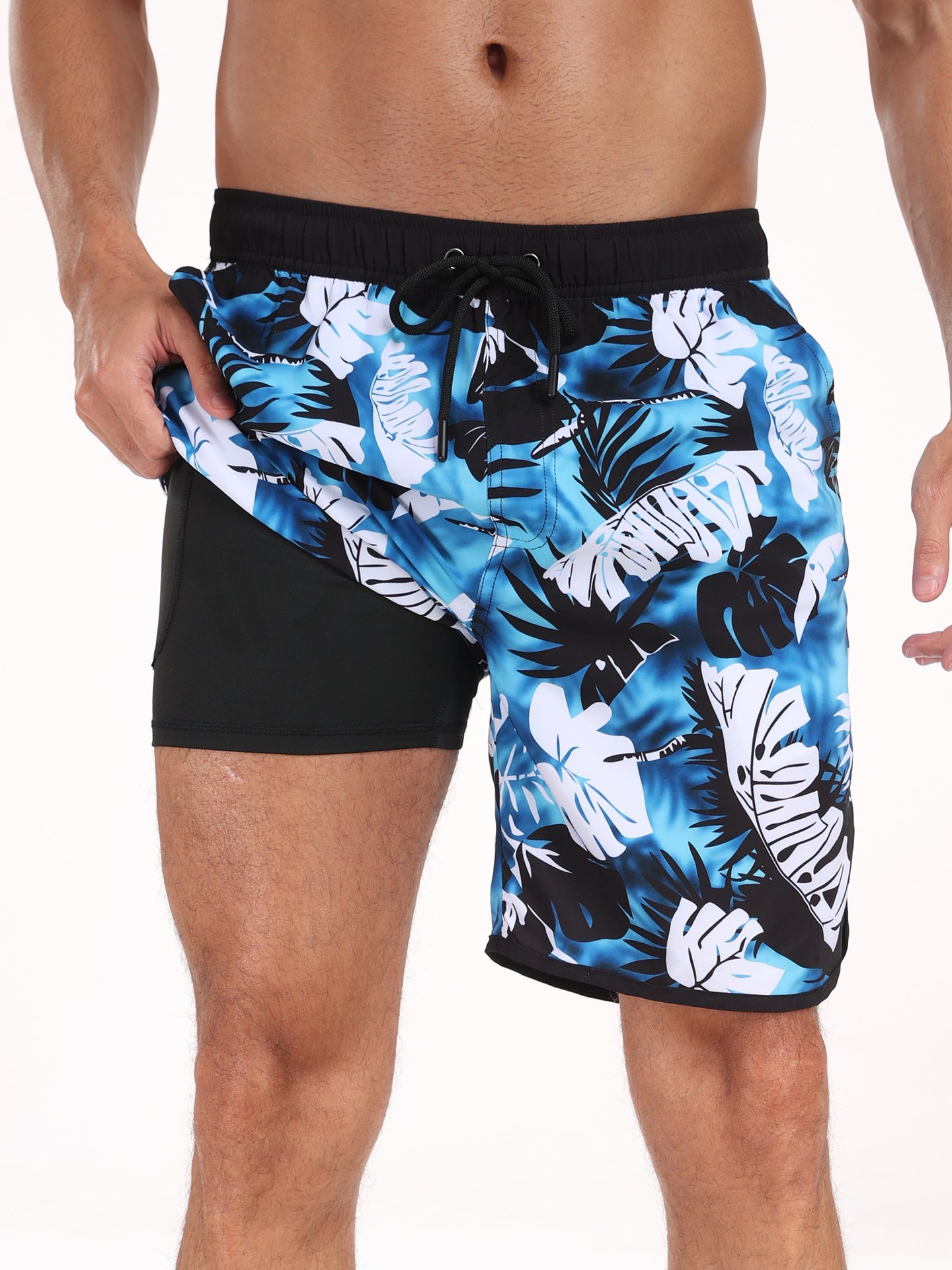 Men's multi-pocket printed beach shorts 4