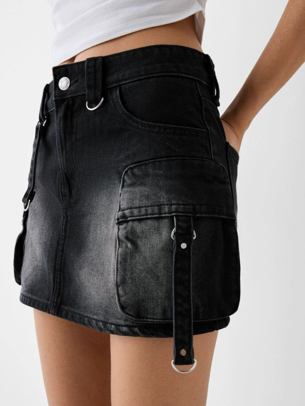Women Summer Cargo Denim Skirt 5