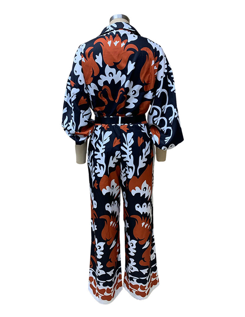 Women Bohemian Contrast Print Casual Top and Pants Two Piece 8