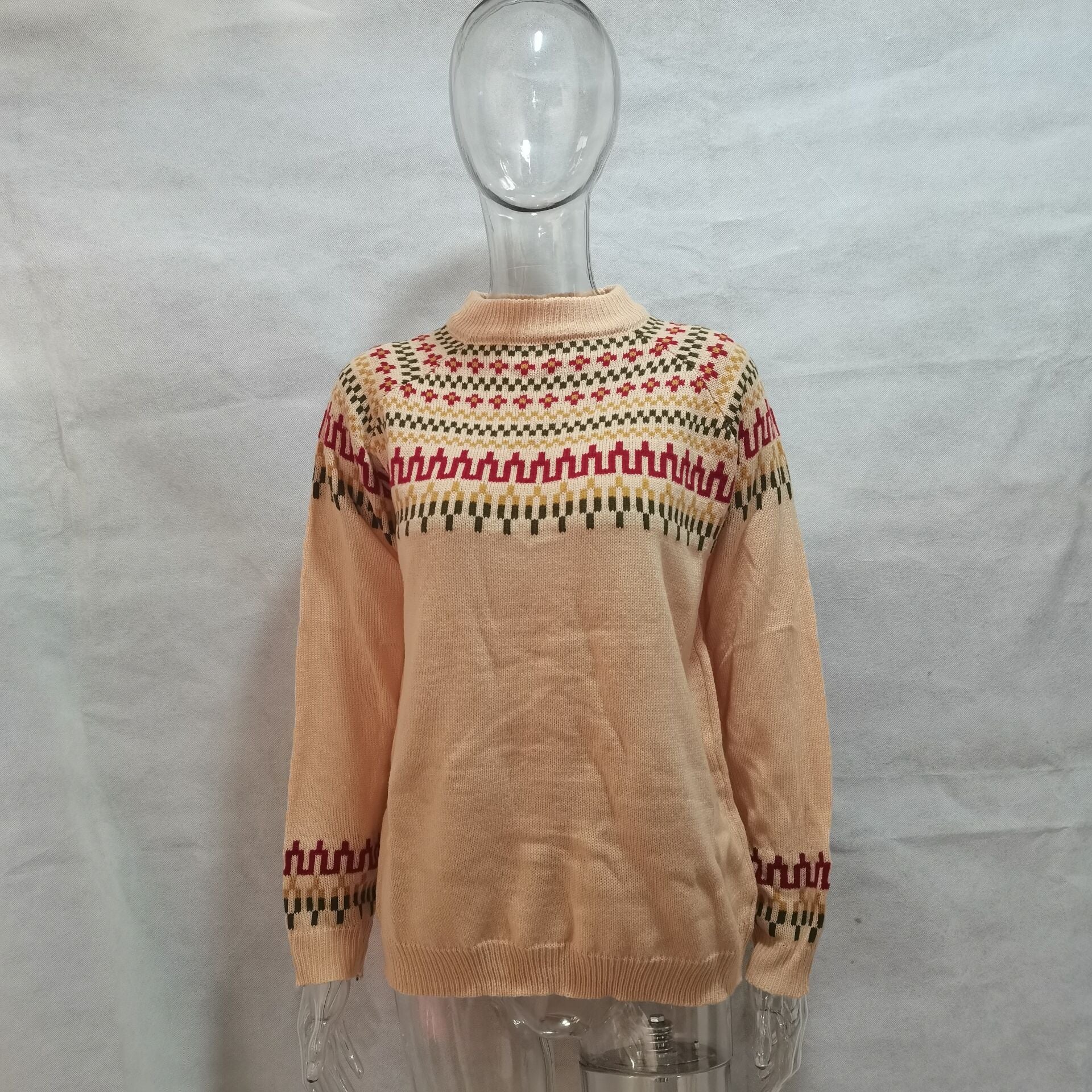 Women's Winter Sweater Half Turtleneck Pullover Print Sweater 9