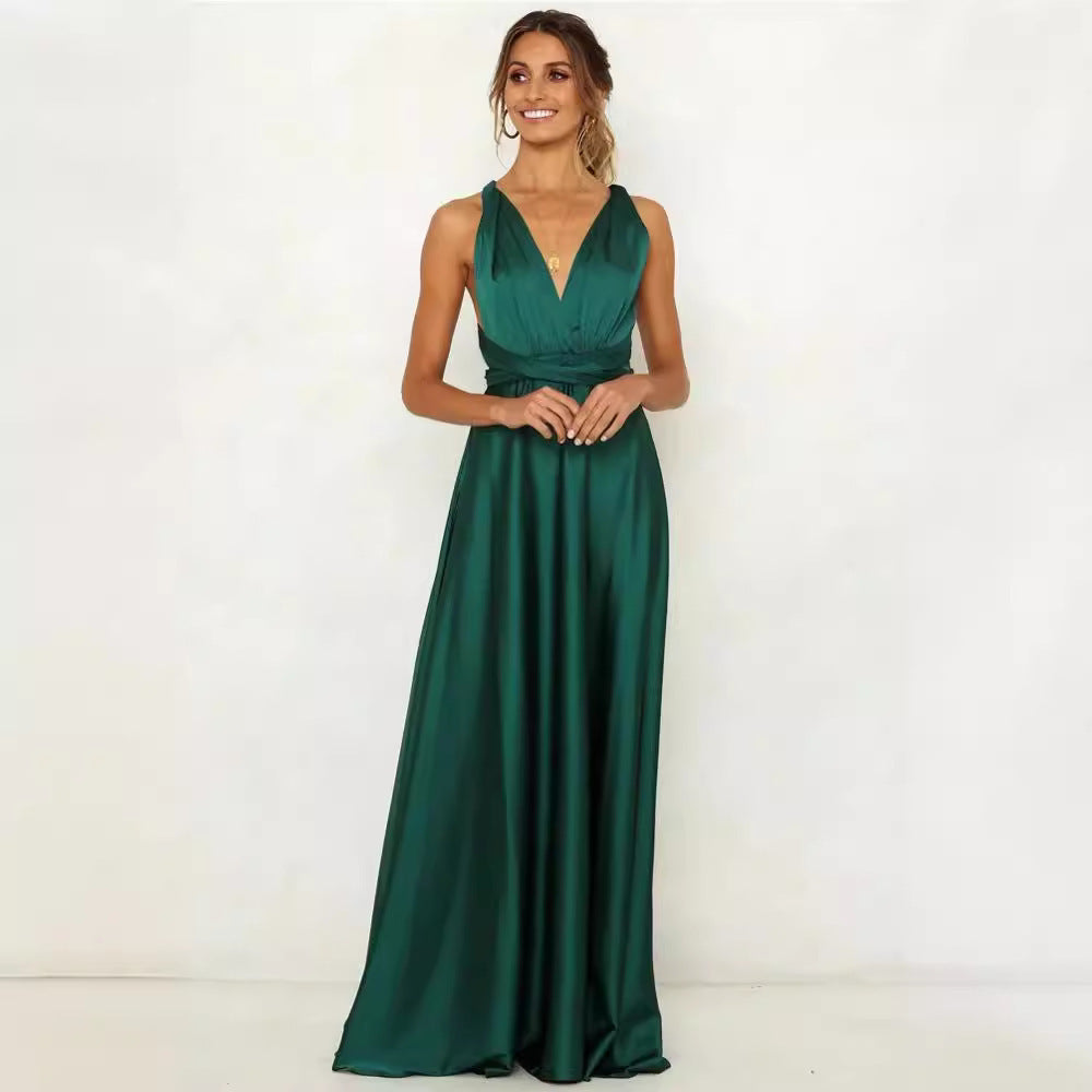 Women V Neck Solid Formal Party Evening Dress 6