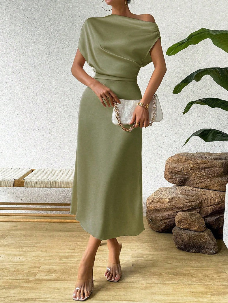 Women Summer Satin Maxi Dress