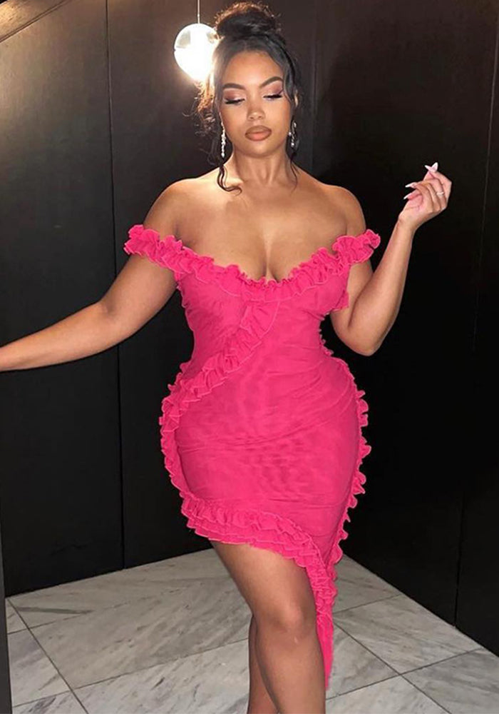 Summer V-neck Sexy Backless Ruffle Strap Dress