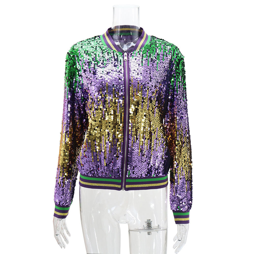 Spring Autumn Women's Long Sleeve Sequined Jacket 11