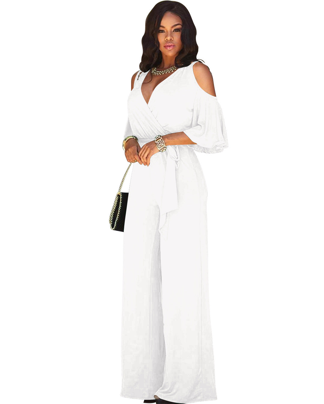 Women Cut Out Short Sleeve Wide Leg Jumpsuit with Belt 13