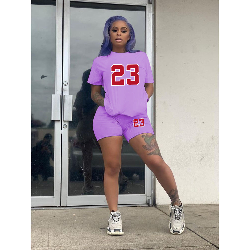 Plus Size Women'S T-Shirt Shorts Set Two Piece Tracksuit 7