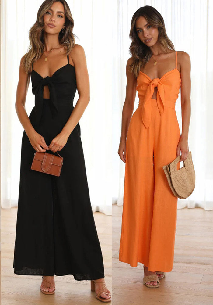 Women casual lace strap jumpsuit