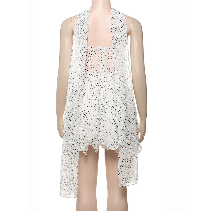 high street V-neck sexy polka dot print Strapless high waist slim dress 8