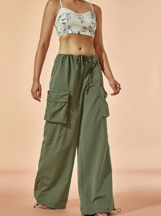 Drawstring Wide-Leg Casual Street Style Loose Lazy Athletic Quick-Dry Long Pants 4