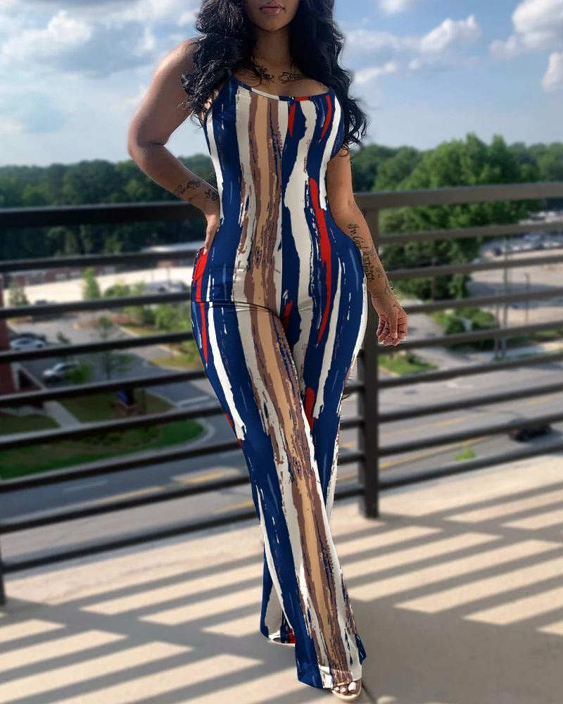 Women's spring and summer fashion print suspenders Jumpsuit 6