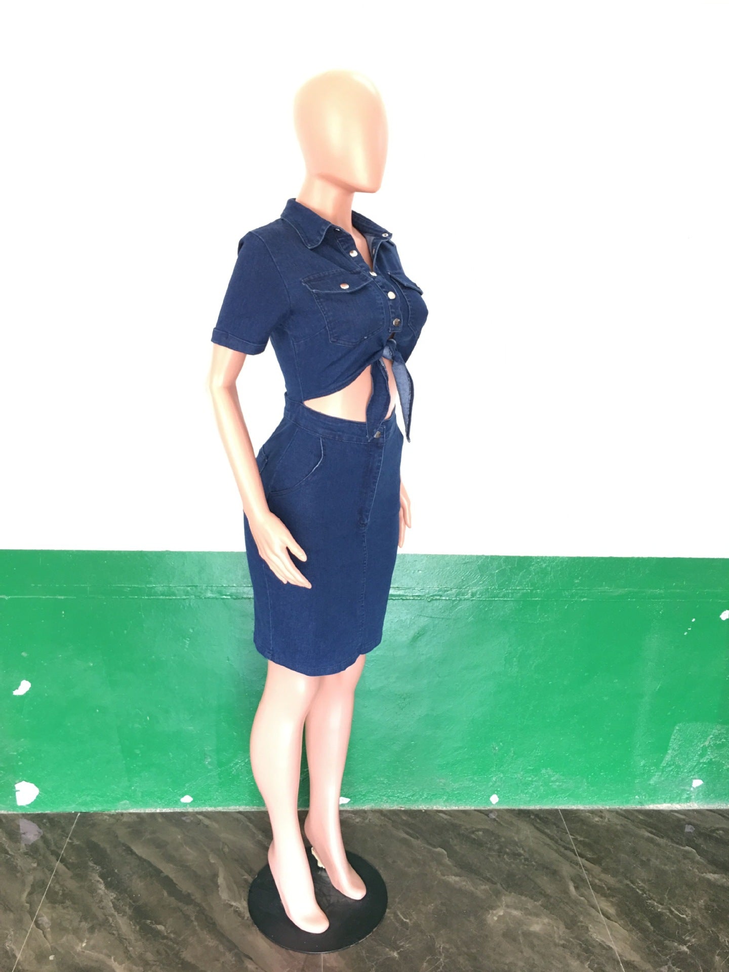 Sexy Fit Denim Dress Bodycon Club Dress Set 8