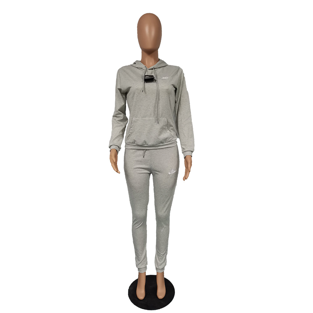 Women's Fashion Casual Embroidered Hooded Two-Piece Pants Set 20