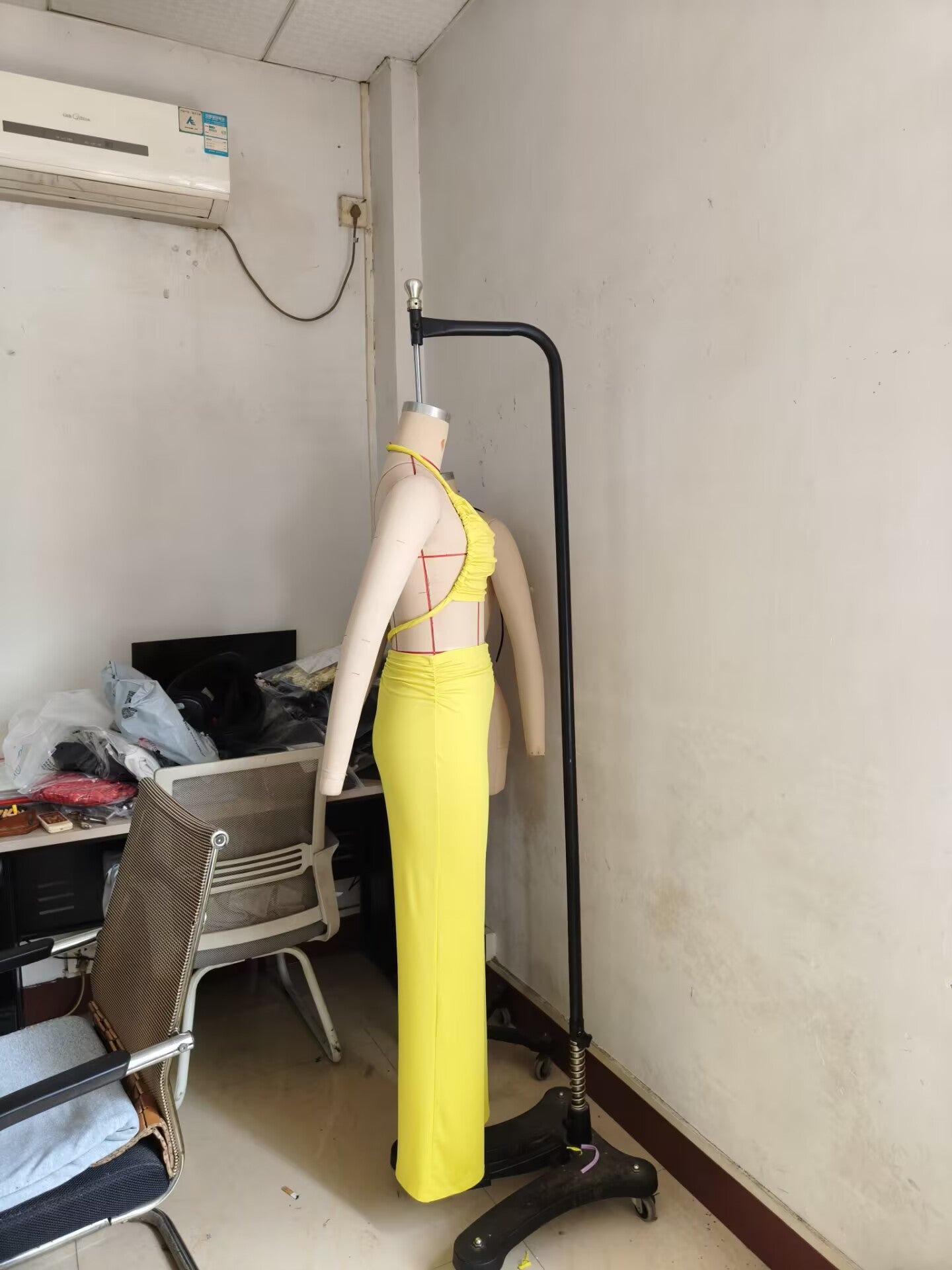 Women Halter Neck Strapless gathered tie rope wide leg jumpsuit 10