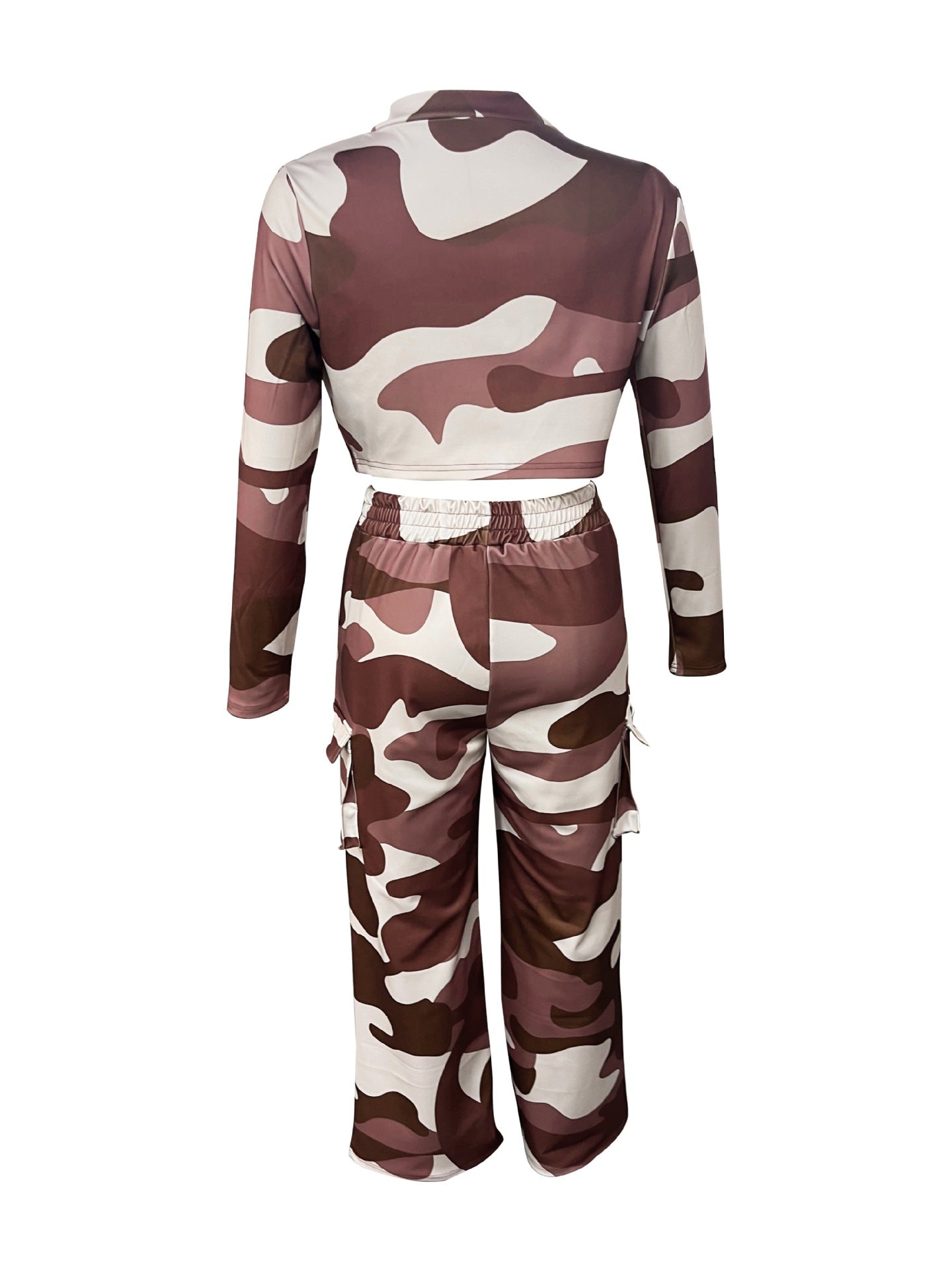 Women Camo Print Casual Sexy Crop Top and Pants Two-piece Set 29