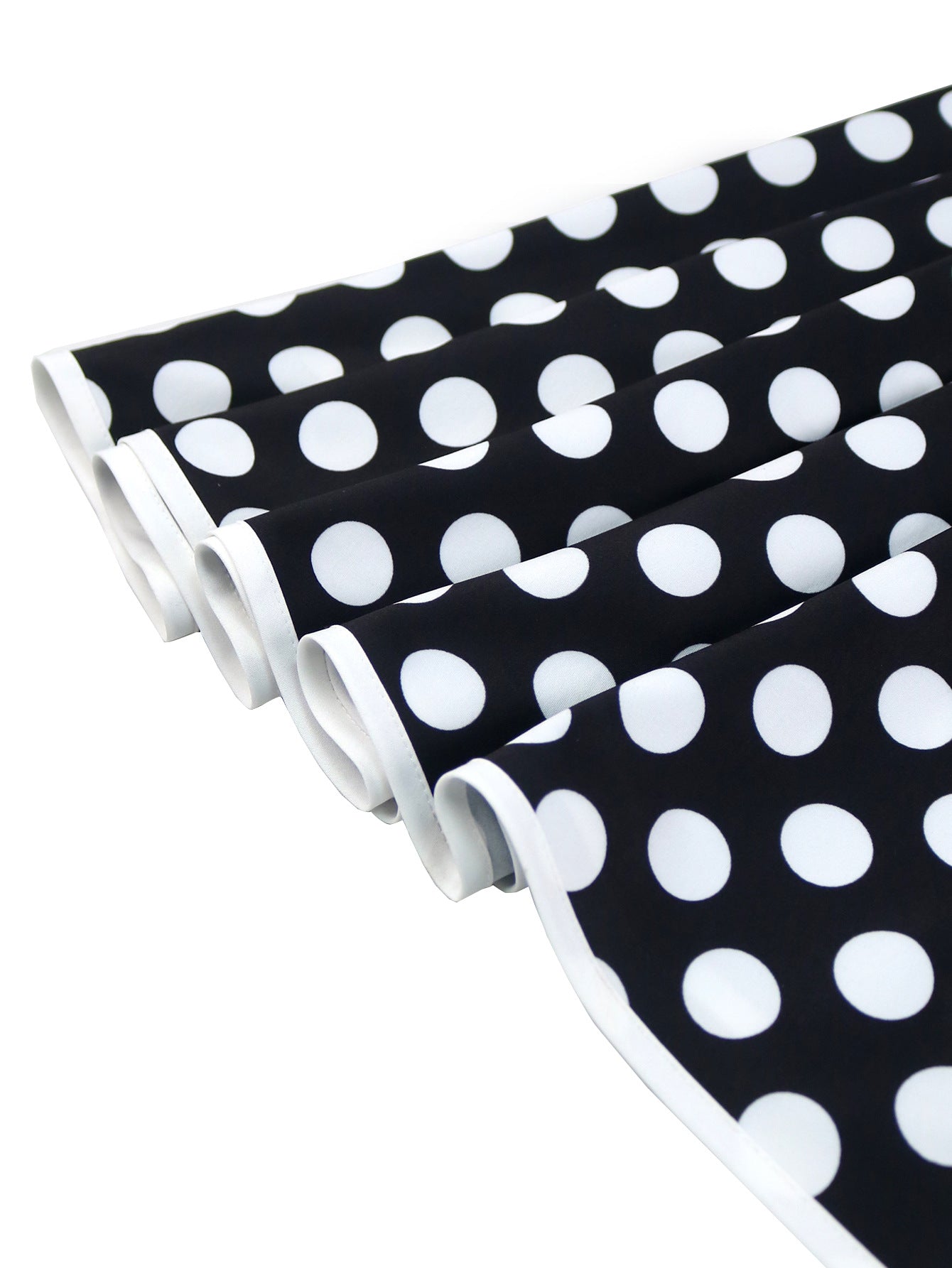Plus Size Women Turndown Collar Black Polka Dot Belt Sleeveless Dress 11