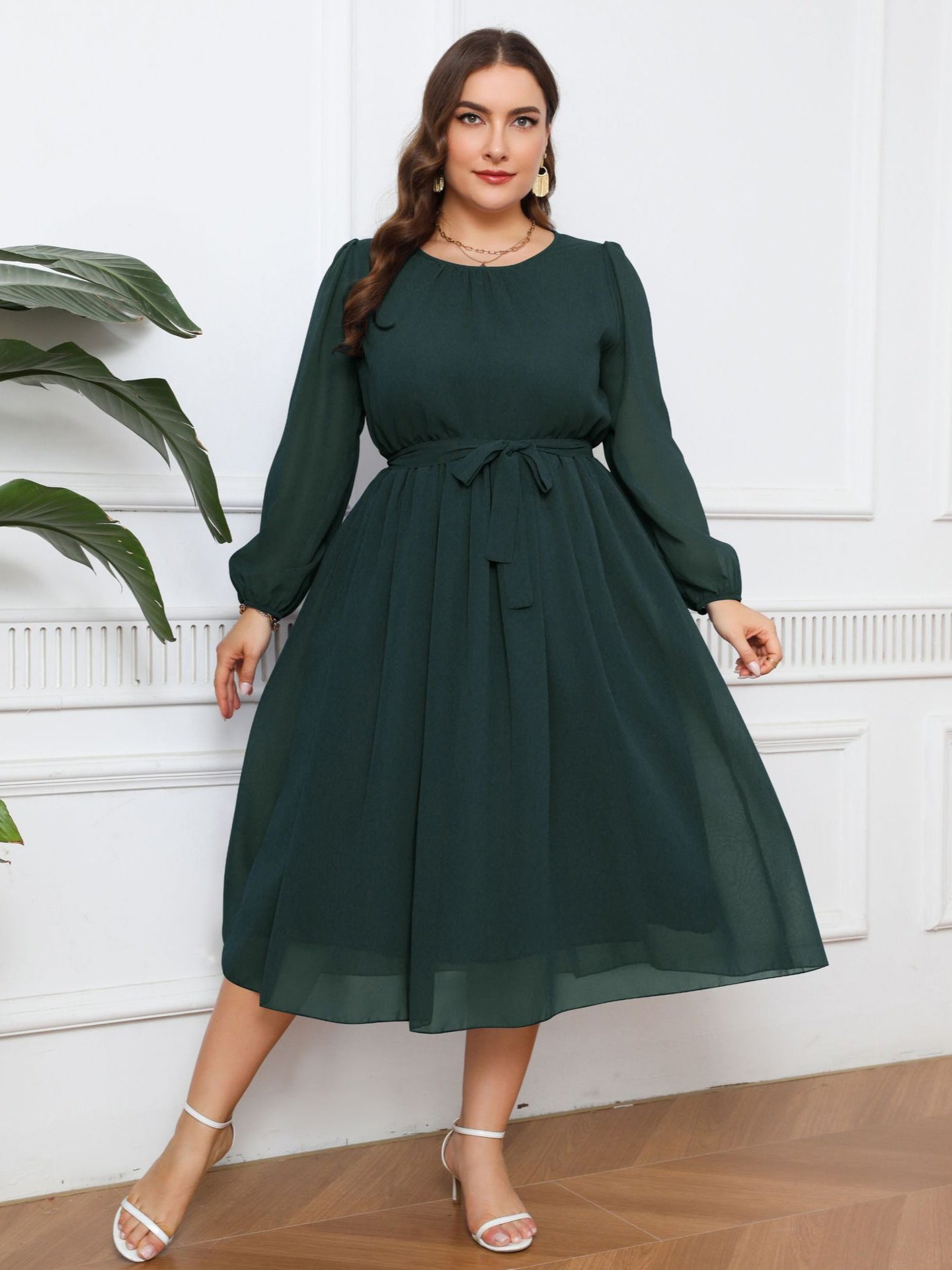 Plus Size Women Elegant Chiffon Dress 3