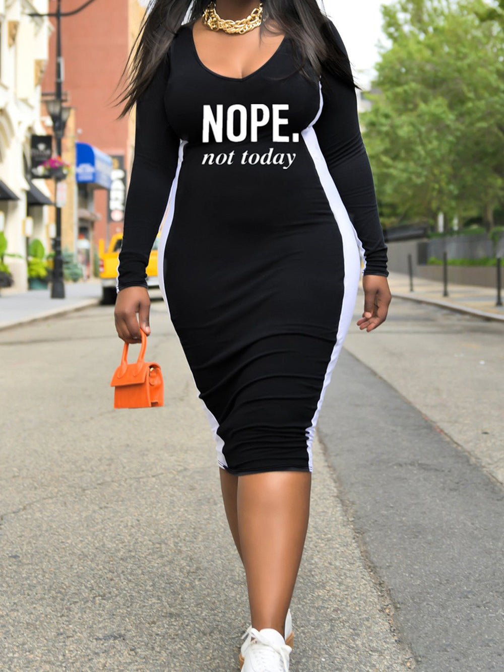Plus Size Women v-neck Bodycon Dress 3