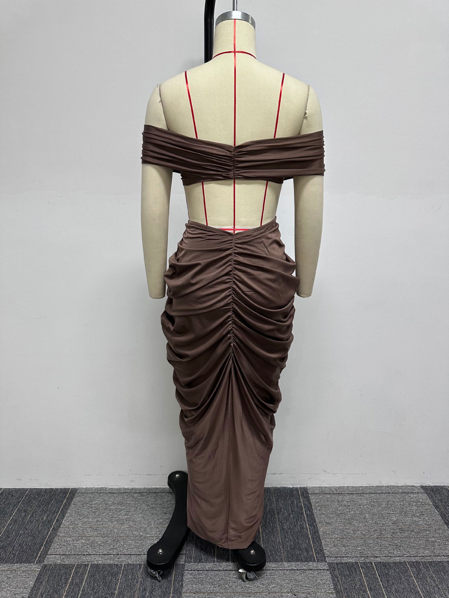 Women Sexy Sleeveless Strapless Crop Top and pleated Skirt two-piece set 14