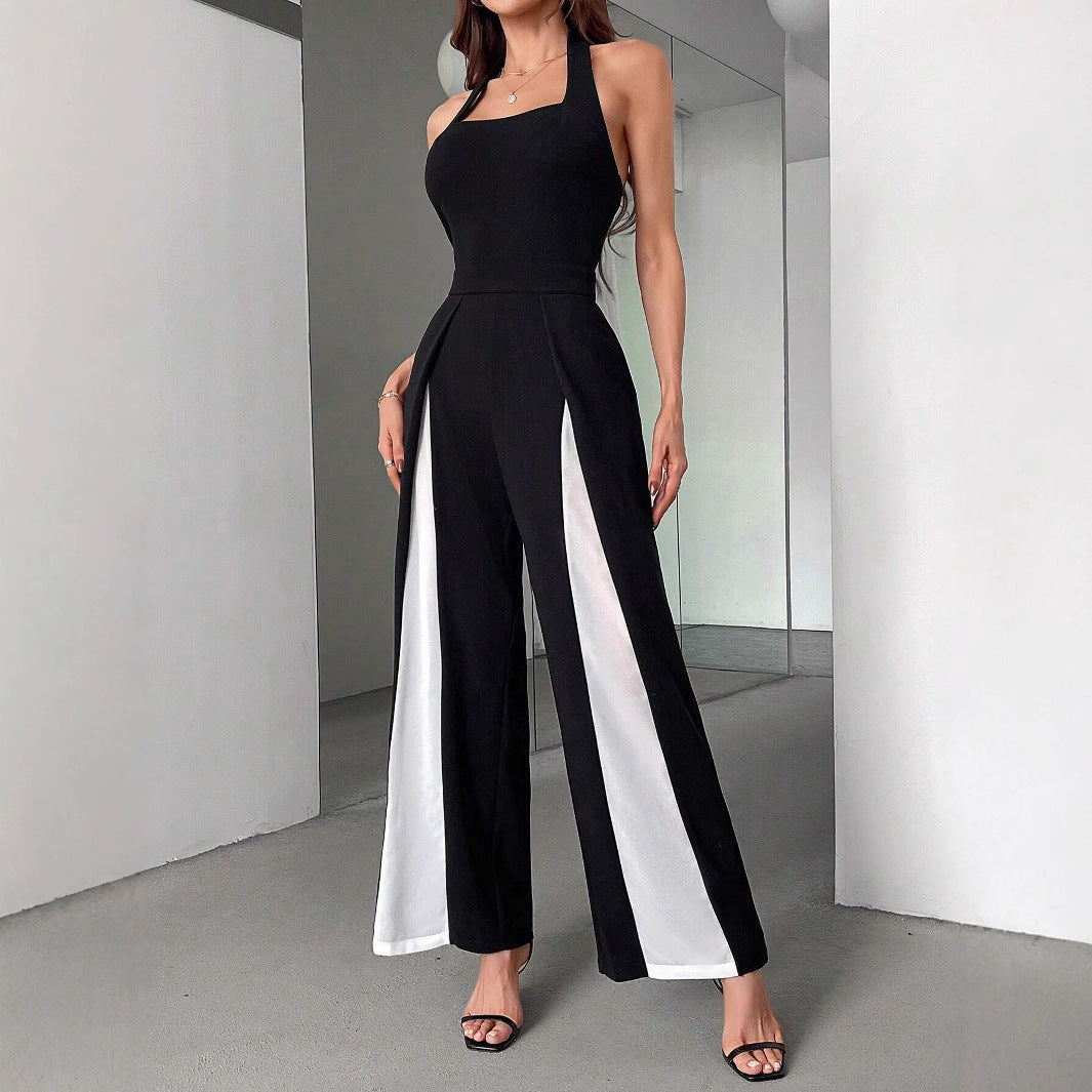 Women’s Sexy Fashion Strap Low-Back Color Block Jumpsuit 5
