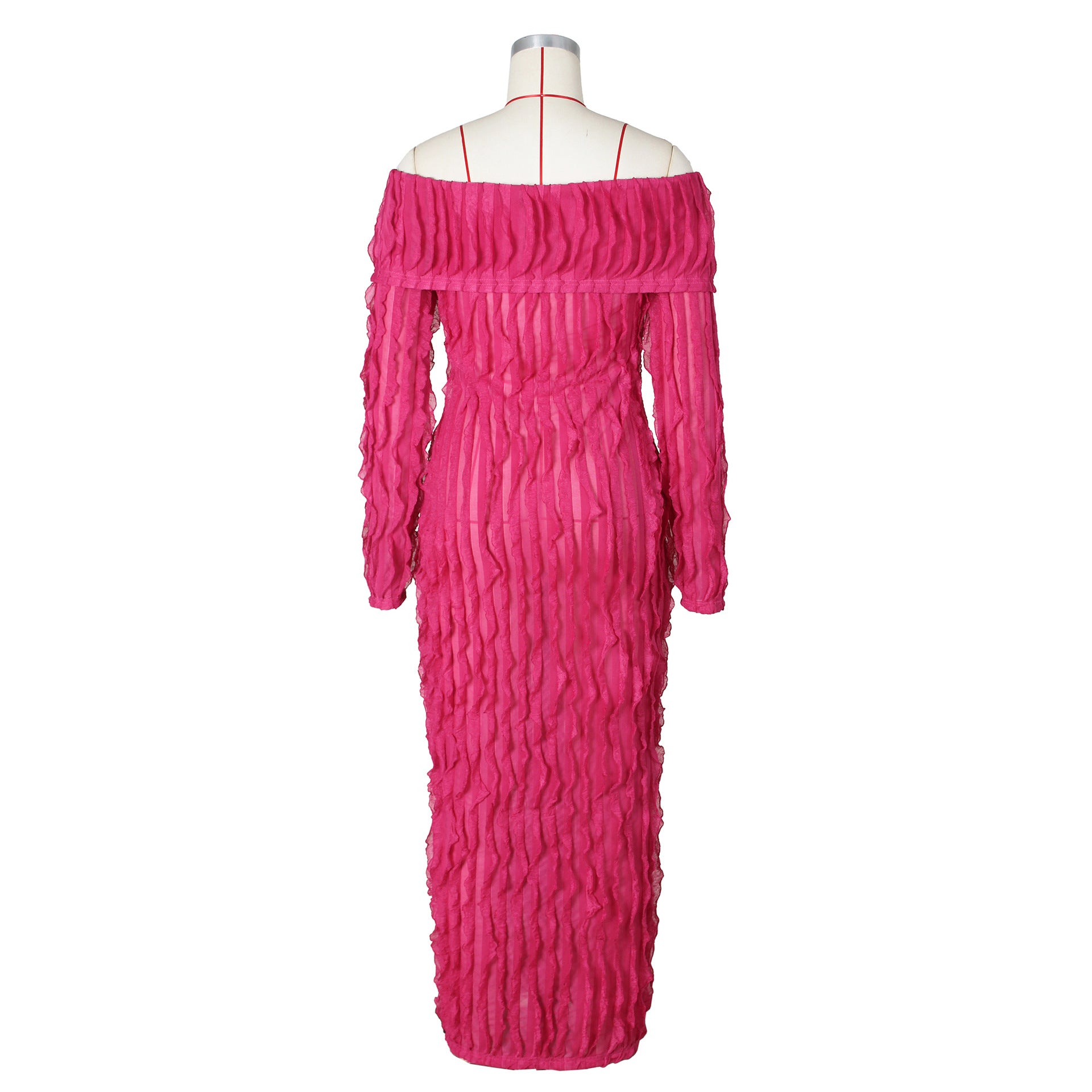 Women's Spring And Summer Sexy Turndown Collar Off Shoulder Long Sleeve Dress 19