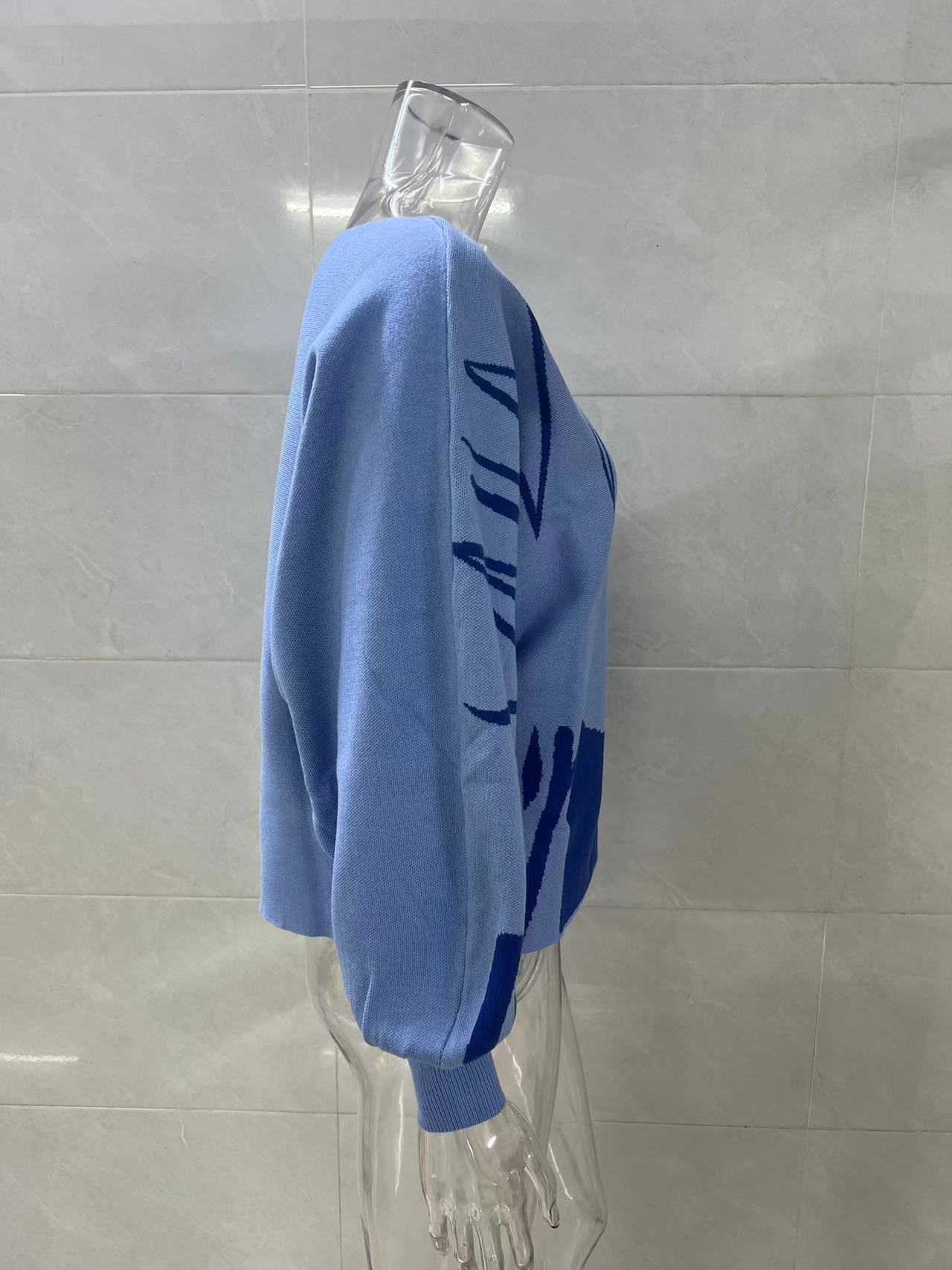 Lantern Sleeve Loose Pullover Knitting Sweater For Women 14