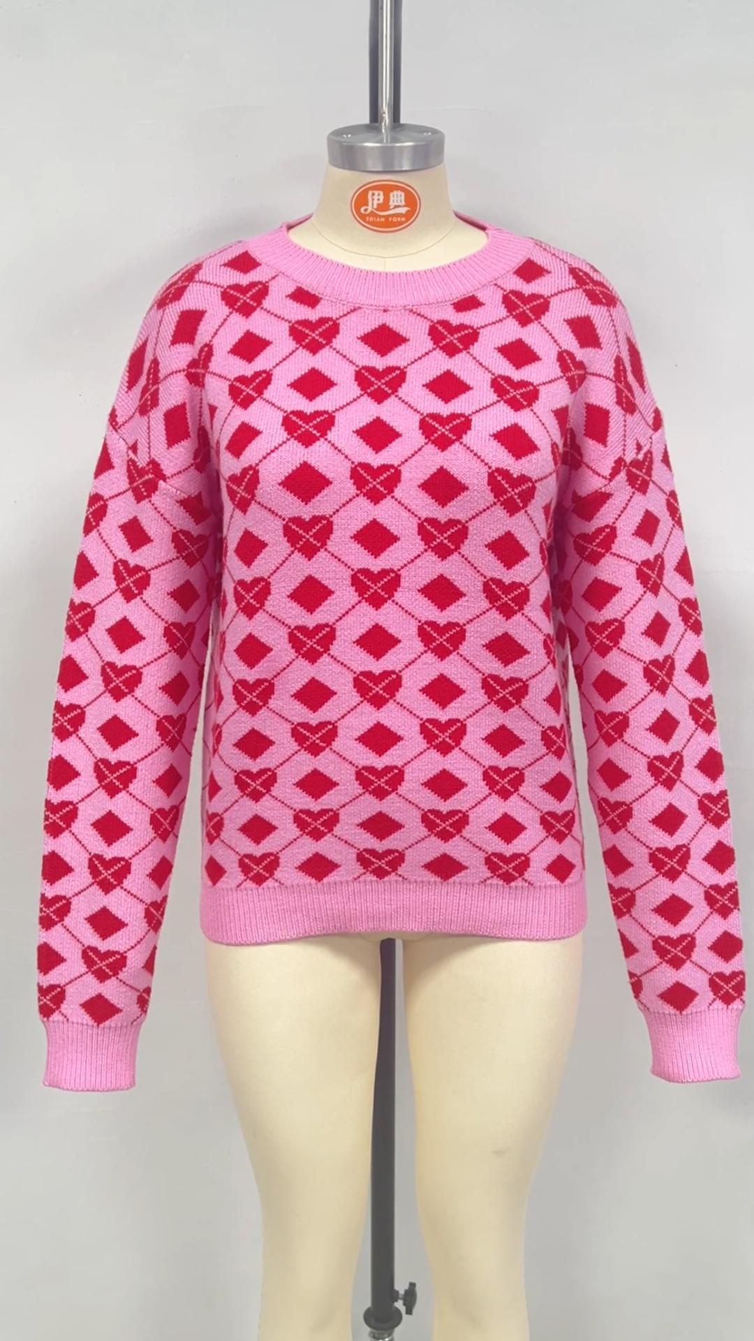 Women Autumn/Winter Heart Valentine's Day Sweater 16