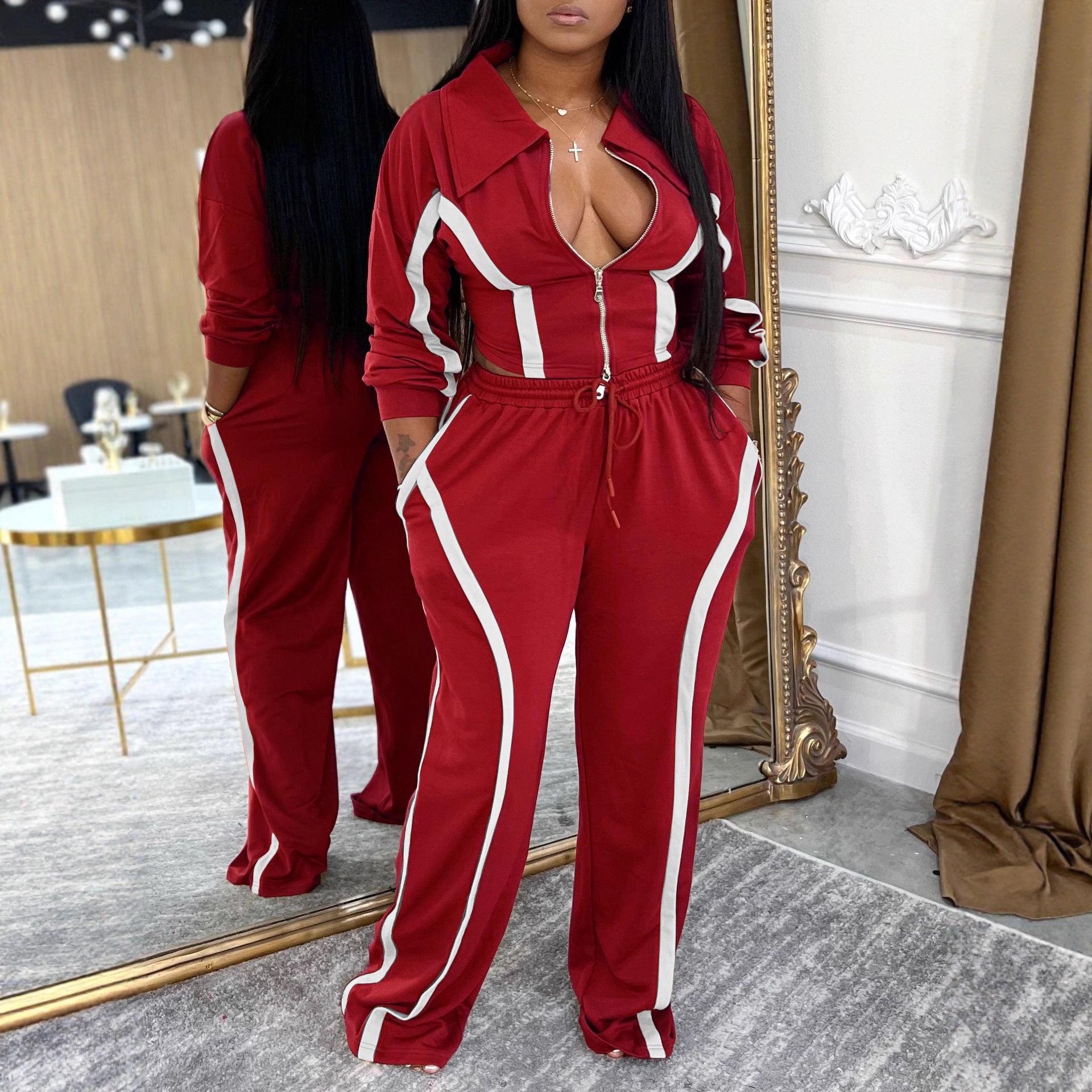 Women Fall/Winter Casual Top and Sweatpants Two-Piece Set 9