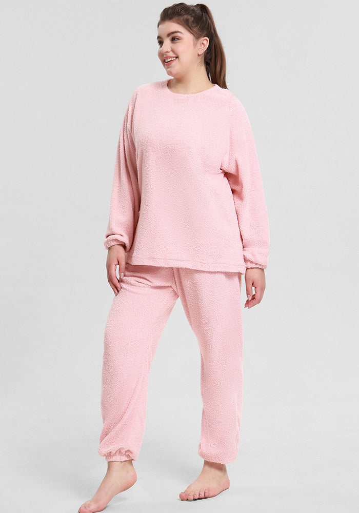 Plus Size Women Cloud Velvet Warm Plus Velvet Lounge Clothes Two-piece Set