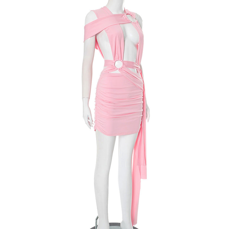 Women Sexy Hollow Cross Lace-Up Ribbon Bodycon Dress 14