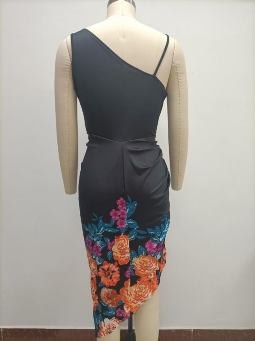 Women's Solid Sexy Sequin Slit Maxi Pleated One-Shoulder Evening Dress 16