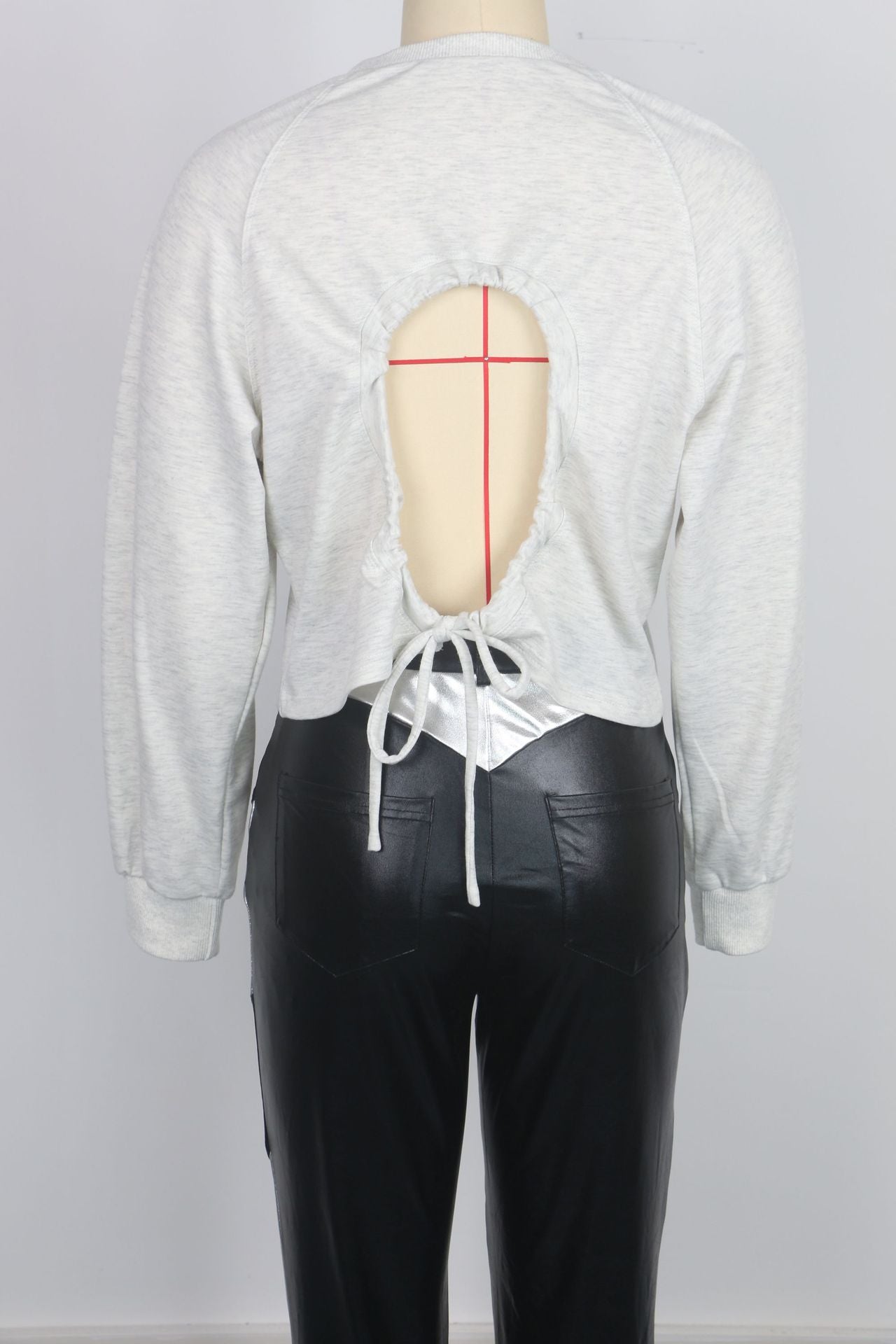 Women Casual Hoodies Long Sleeve Drawstring Backless Top 10