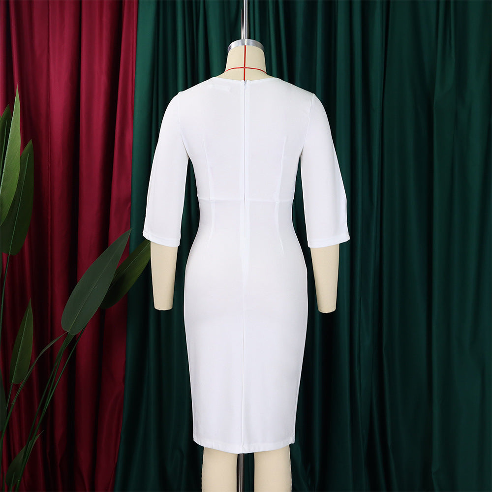 Women's Fashion Chic Pleated Bodycon Plus Size Dress Pencil Dress 18