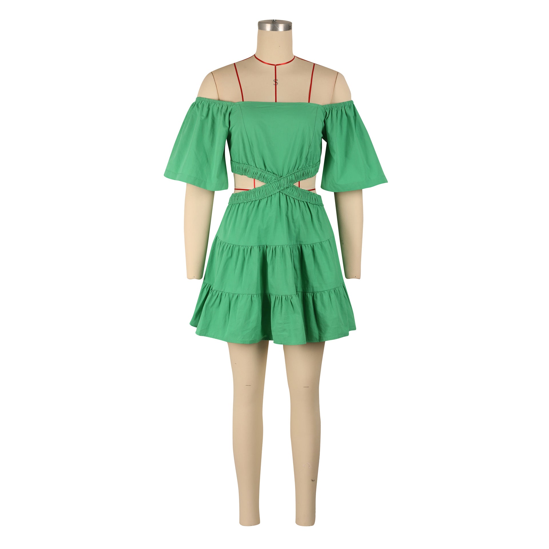 Women's Summer Off Shoulder Ruffles Casual Dress 20
