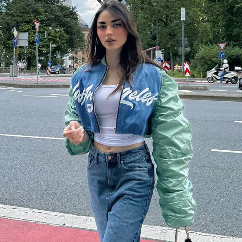 Women's Autumn Fashion Letter Printed Baseball Jacket 4