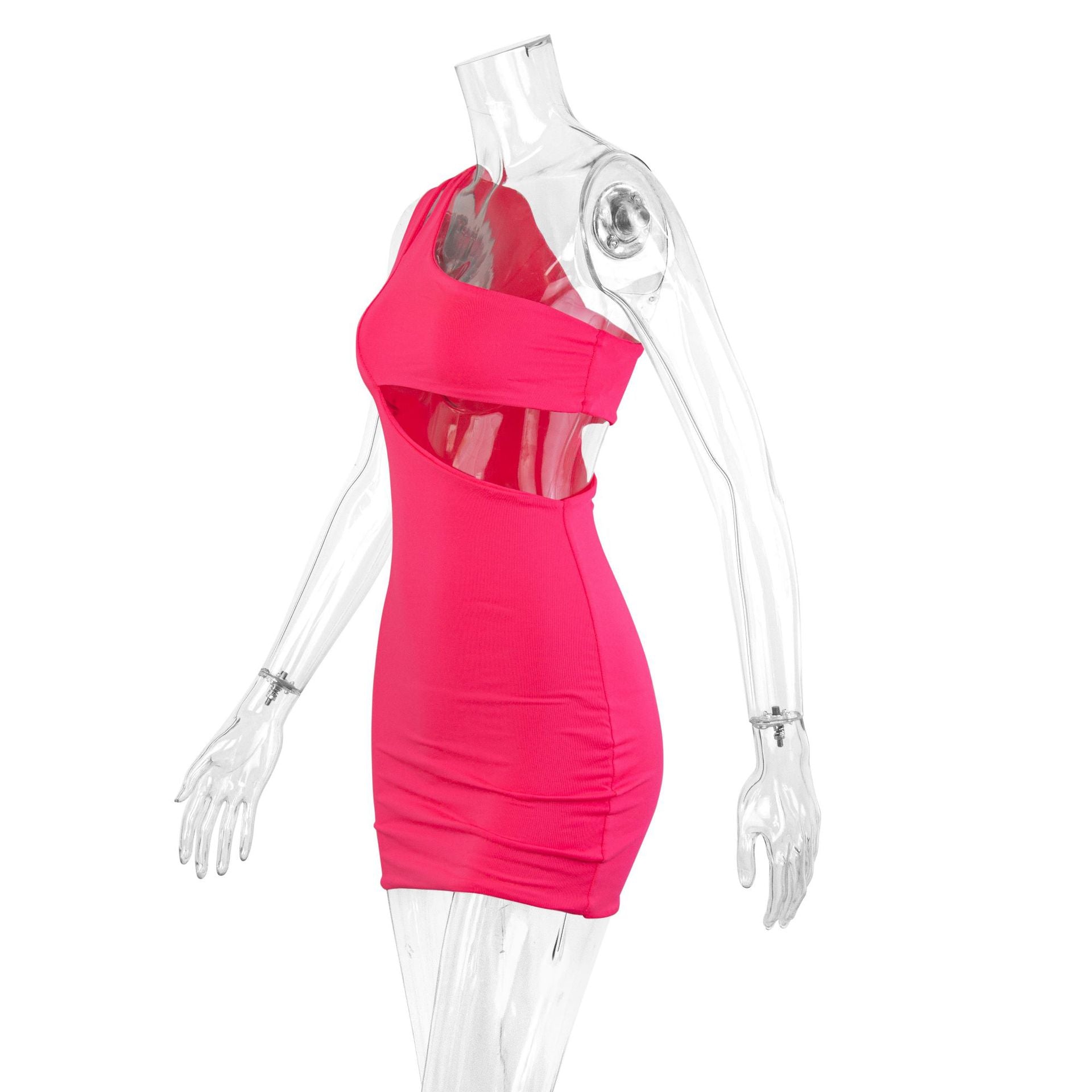 One Shoulder Sheer Bodycon Dress Summer Sexy Mini Dress 7