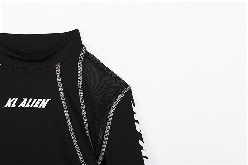 Spring Women's See-Through Mesh Patchwork Printed Slim Long Sleeve Casual two piece pants set 13