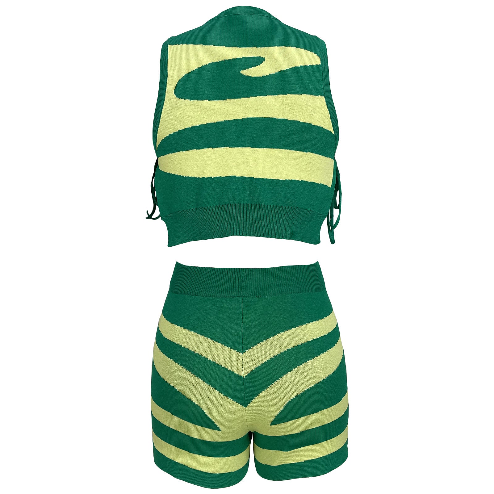 Women Sleeveless Tank Top Lace-Up Printed Casual Top and Shorts Two-Piece Set 24