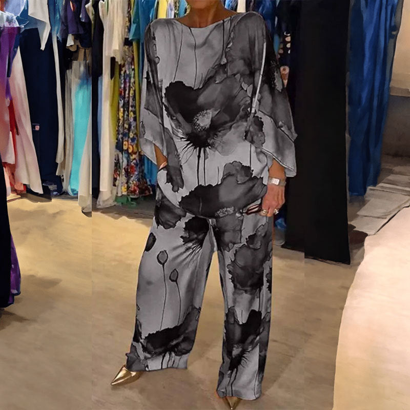 Women Autumn Elegant Casual Top and Wide-Leg Pants Two Piece Set 5